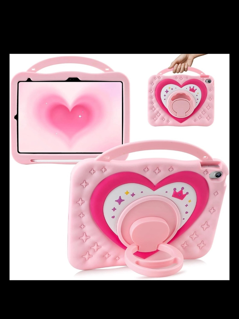iPad A16 Case Kids 2025 iPad 10th Generation Case Girls light pink Heart design